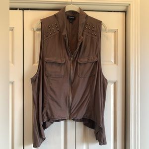 Torrid, 3, grayish brown zipper vest with studs